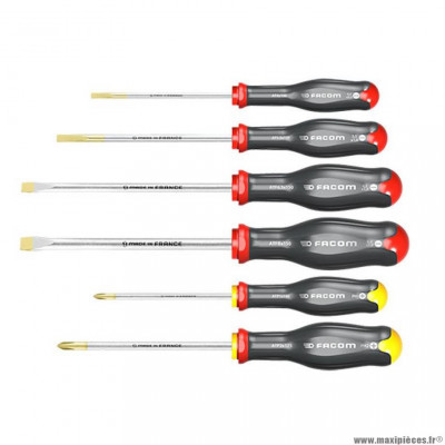 Jeu de 6 tournevis protwist marque Facom (4 plats et 2 cruciformes)
