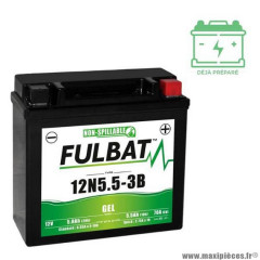 Batterie 12N5.5-3B marque Fulbat 12V 5.5AH lg135 l60 h130 (gel - sans entretien)