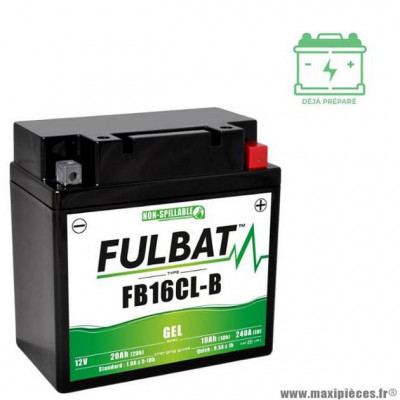 Batterie FB16CL-B marque Fulbat 12V 19AH lg175 l100 h175 (gel - sans entretien)