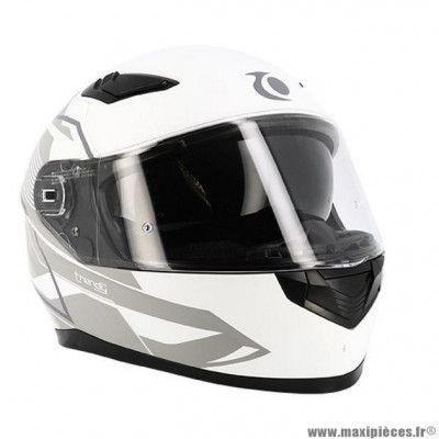 Casque intégral double écran marque Trendy t-604 chactas couleur gris/blanc mat taille 53-54 XS