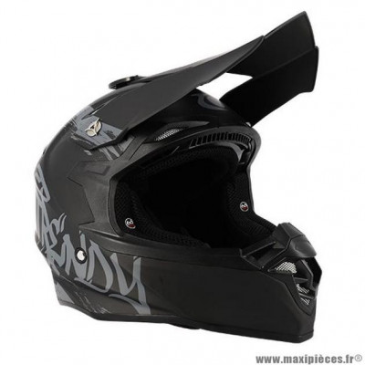 Casque cross marque Trendy t-904 couleur noir/gris mat taille 55-56 S