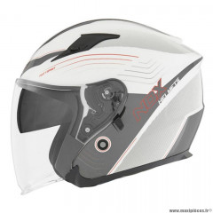 Casque jet marque Nox double écran n128 spirit blanc verni/rouge t55-56 s