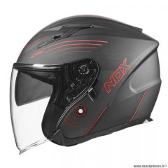 Casque jet marque Nox double écran n128 spirit noir mat/rouge t53-54 xs