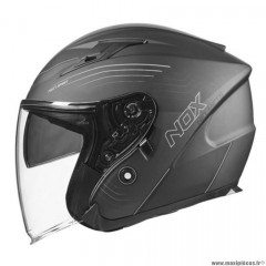 Casque jet marque Nox double écran n128 spirit noir mat/titanium t53-54 xs