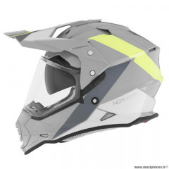 Casque cross marque Nox double écran n312 block gris nardo/jaune fluo t55-56 s