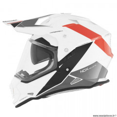 Casque cross marque Nox double écran n312 block blanc/noir/rouge t61-62 xl