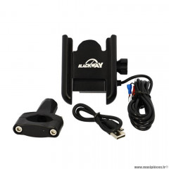 Support téléphone marque Blackway universel alu noir fixation guidon/chargeur inclus