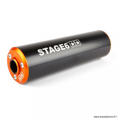 Silencieux/cartouche marque Stage6 pour moto 50 alu passage droit orange / noir