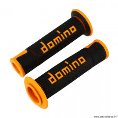 Revêtement/poignée a450 noir/orange (x2) débouche Domino pour embout guidon