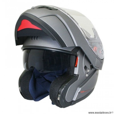 Casque Moto Scooter Modulable marque MT Flux double écrans Gris Titanium Mat taille M (57-58cm)