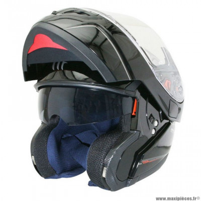 Casque Moto Scooter Modulable marque MT Flux double écrans Noir Brillant taille M (57-58cm)