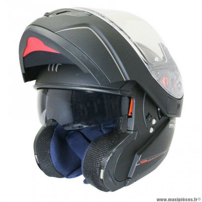 Casque Moto Scooter Modulable marque MT Flux double écrans Noir Mat taille XXL (63-64cm)