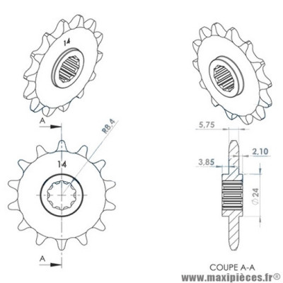 Pignon 14 dents pour moto gilera gsm avant 2000