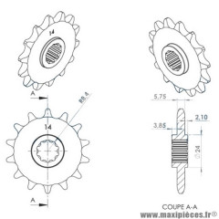 Pignon 14 dents pour moto gilera gsm avant 2000