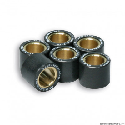 Galets Malossi diamètre 16x13 poids 6 grammes par 6 pour variateur : malossi multivar tous scooter 50 et vario origine scooter 50cc Peugeot