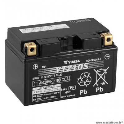 Batterie 12v / 8,6ah yuasa (ytz10s) gel sans entretien prêt a l'emploi