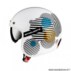 Casque jet marque MT Helmets le mans 2 sv zero blanc-bleu-orange brillant s