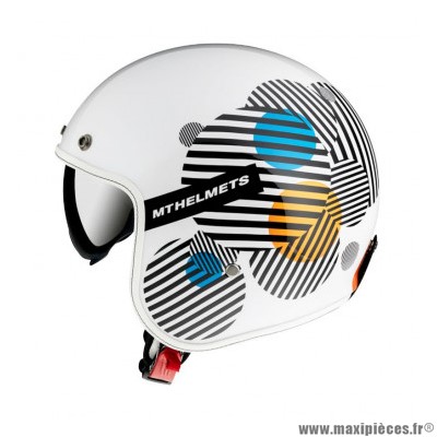 Casque jet marque MT Helmets le mans 2 sv zero blanc-bleu-orange brillant m