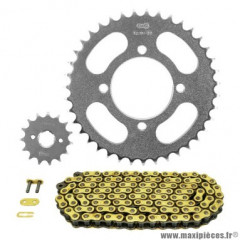 Kit chaine pour moto sym 125 xs k 2007-2013 428 15x39 (diamètre couronne 64-80-8.5) (démultiplication origine) marque Afam