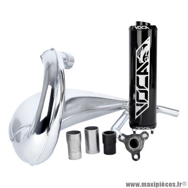 Pot 50 a boite cross chromed Voca Racing pour sherco 50 sm-r, se-r (passage haut - silencieux alu noir)