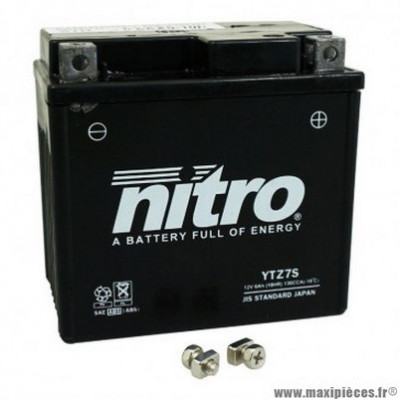 Batterie 12v 6ah ntz7s marque Nitro sla sans entretien prête à l'emploi