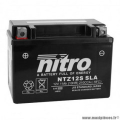 Batterie 12v 11ah ntz12s marque Nitro sla sans entretien prête à l'emploi
