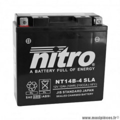 Batterie 12v 14ah nt14b-4 marque Nitro sla sans entretien prête à l'emploi