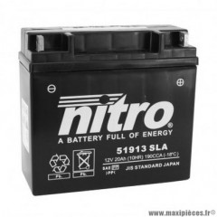 Batterie 12v 20ah 51913 marque Nitro sla sans entretien prête à l'emploi