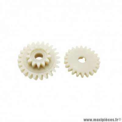 Pignon de pompe à huile mécaboite minarelli 50 am6 - mbk 50 x-power, x-limit - yamaha 50 tzr, dtr - peugeot 50 xps, xr6 - rieju 50 rs1, smx - beta 50 rr - aprilia 50 rs (2 pignons)