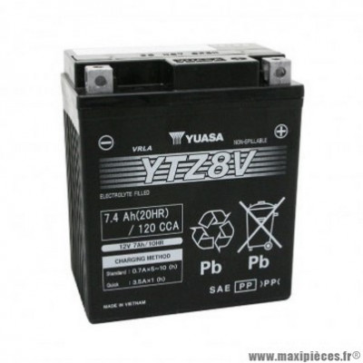 Batterie 12v 7ah ytz8v marque Yuasa pour maxi-scooter honda 125 forza, pcx, sh (lg113XL70xh130mm)