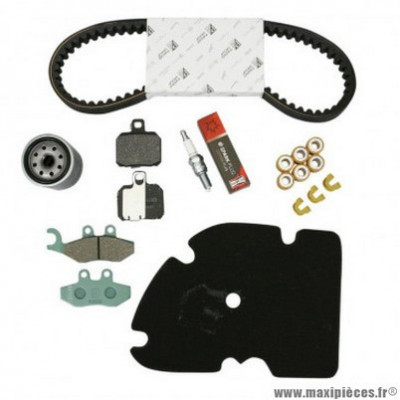 Kit entretien Piaggio maxi-scooter 125 x-evo après 2007, x8 2004 à 2006 (avec guides variateur - avec plaquettes ar brembo 647077) -1r000392-