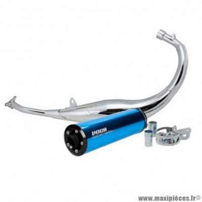 Pot chromed Voca Racing pour mécaboite derbi 50 senda, gpr - aprilia 50 rs4 - gilera 50 smt, rcr (passage bas - silencieux alu bleu)