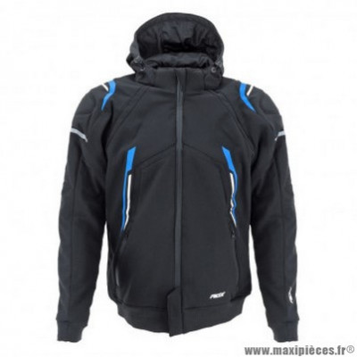 Blouson marque ADX RSX couleur noir/bleu taille S avec capuche amovible (avec protections/sans plaque dorsale)