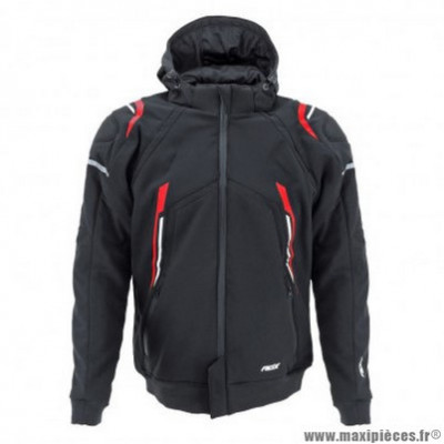 Blouson marque ADX RSX couleur noir/rouge taille S avec capuche amovible (avec protections/sans plaque dorsale)