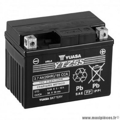 Batterie 12v 3,5ah ytz5s marque Yuasa (lg113XL70xh85mm)