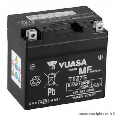 Batterie 12v 6ah ttz7s marque Yuasa mf (lg113XL70xh105)