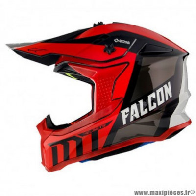 Casque cross adulte marque MT Falcon Warrior couleur rouge brillant taille XL (boucle double D)