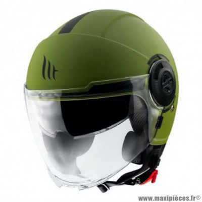 Casque jet marque MT Viale SV couleur vert uni mat taille XL (double écrans)