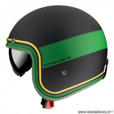 Casque jet marque MT Le Mans 2 SV Tant couleur noir/jaune/vert mat taille L
