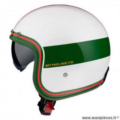 Casque jet marque MT Le Mans 2 SV Tant couleur blanc/rouge/vert brillant taille XS