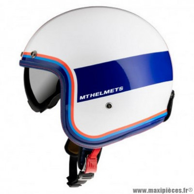 Casque jet marque MT Le Mans 2 SV Tant couleur blanc/rouge/bleu brillant taille XS