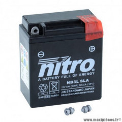 Batterie 12v 3ah nb3l marque Nitro sla sans entretien prête à l'emploi