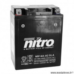 Batterie 12v 14ah nb14a-a2 marque Nitro sla sans entretien prête à l'emploi