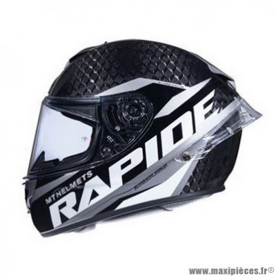 Casque intégral marque MT Rapide Pro Carbon C2 Compétition couleur gris/noir brillant taille S