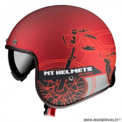 Casque jet marque MT Le Mans 2 SV Cafe Racer couleur rouge mat taille XS