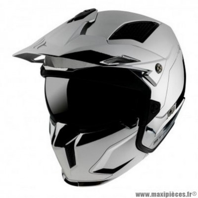 Casque trial marque MT Streetfighter SV couleur argent uni chrome taille XS (simple écran dark)