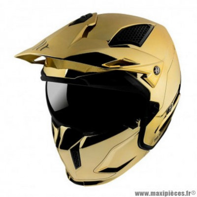 Casque trial marque MT Streetfighter SV couleur or uni chrome taille XS (simple écran dark)