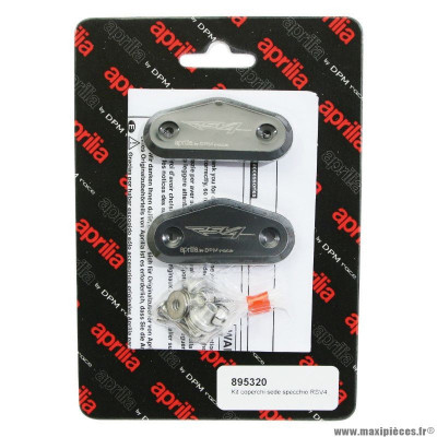 Caches rétroviseurs noir origine piaggio pour moto aprilia 1000 rsv-4 après 2009, 50-125 rs4 après 2011 (895320)