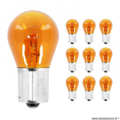 Ampoules (x10) standard 12v 21w culot ba15s norme p21w orange (clignotant) marque Flosser
