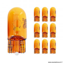 Ampoules (x10) standard 12v 5w culot w2,1x9,5d norme wy5w t10 wedge orange (compteur et clignotants) marque Flosser